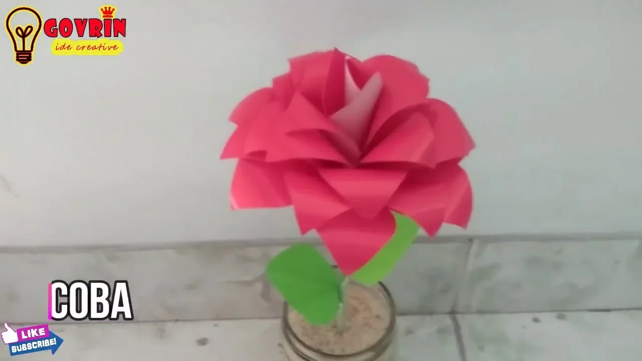 cara ide kreatife membuat bunga mawar dari karton
