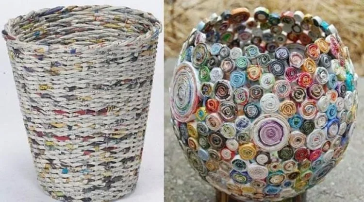 ide kreatif dari koran bahan bekas hiasan dinding