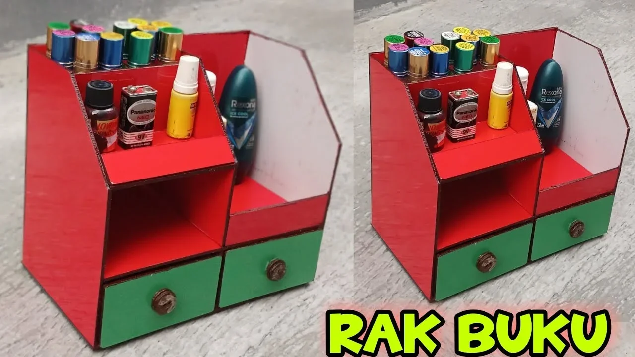 ide kreatif rak buku dari barang bekas